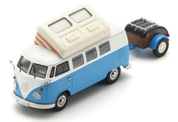 450729800 VW T1 Campingbus blue with Westfalia trailer 1:43